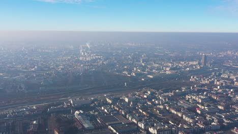 Luftverschmutzung,-Smog-über-Paris,-Saint-Denis,-Frankreich,-Treibhausgasindustrie
